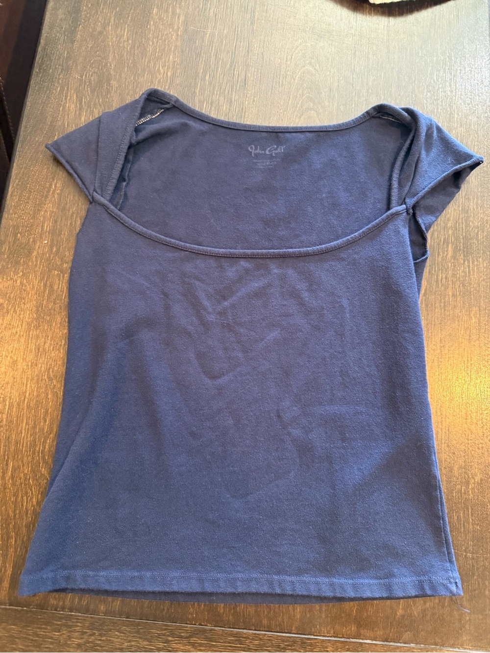 Brandy Melville Navy Wide Scoop Short Sleeve Tee